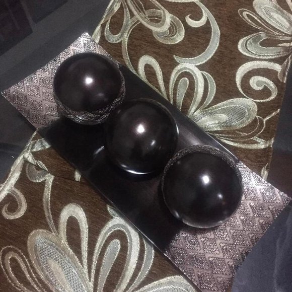 Dublin Home Decor Tray and Orbs Set - Coffee Table Decor Centerpiece - Picture 2 of 2